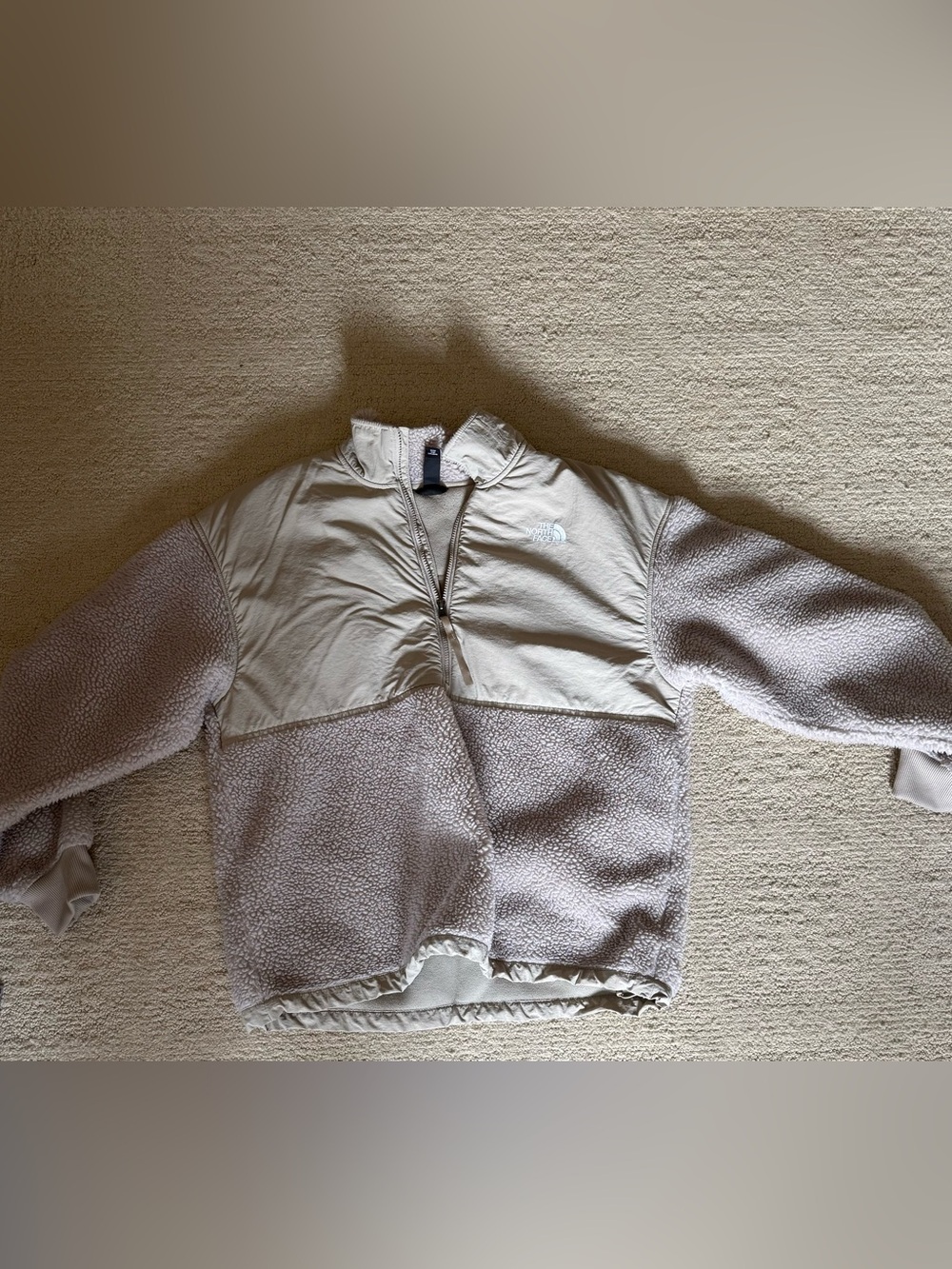The North Face Beige Sherpa Fleece Pullover Jacket